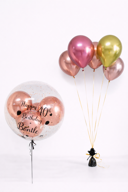 4Pcs Helium Latex Balloons + 4Pcs Personalized Normal air Balloon