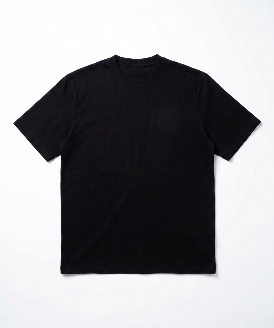 Black t-shirt on a white background