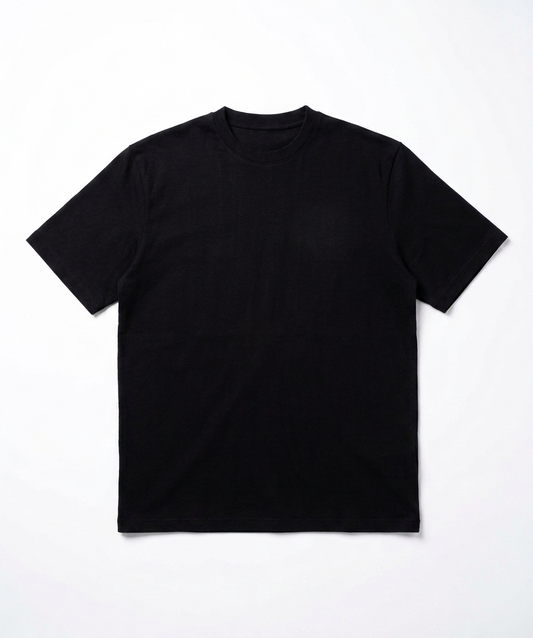 Black t-shirt on a white background