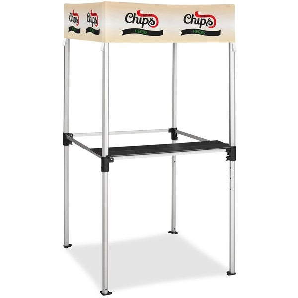 Portable Ovation Sublimated Gazebo stand with branding on a white background