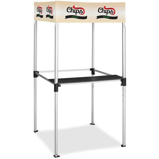 Portable Ovation Sublimated Gazebo stand with branding on a white background