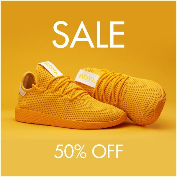vinyl sticker  with 'SALE' and '50% OFF' text on a yellow background