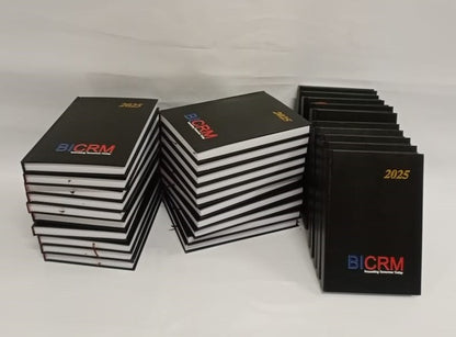 Stack of customized diaries with company logo