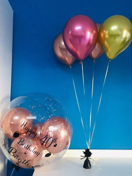 4Pcs Helium Latex Balloons + 4Pcs Personalized Normal air Balloon