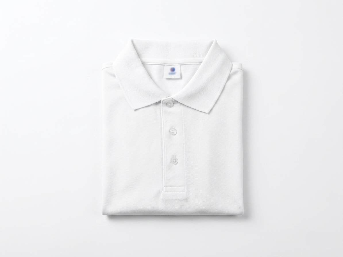 Folded white Golf shirt on a white background