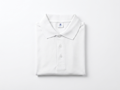 Folded white Golf shirt on a white background