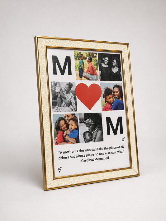 Framed collage with family photos 