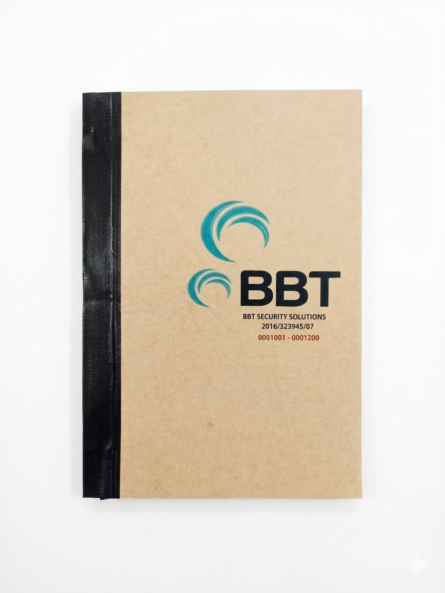 Security book with BBT logo on a white background