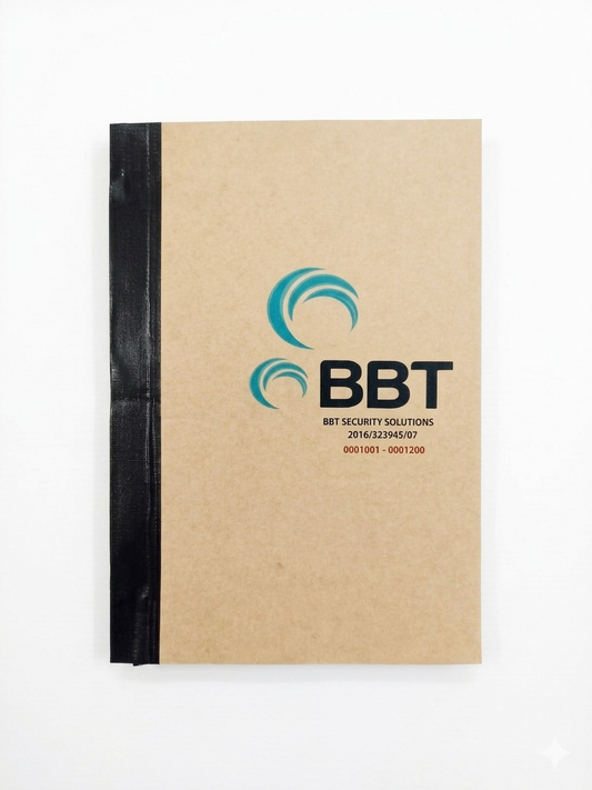 Security book with BBT logo on a white background