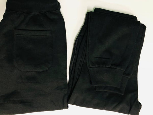 Black sweatpants displayed on a white background.  Gifting in Pretoria.