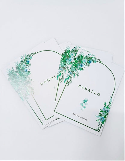 Three green floral cards with 'Paballo' branding on a white background